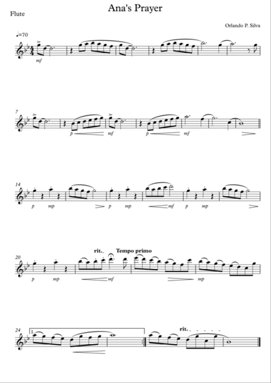 Ana's Prayer A Flute Music Sheet For Flute And Cello Flute scores gallery preview page 2