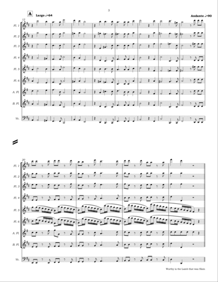 Worthy is the Lamb & Amen from Messiah for Flute Choir Flute Choir scores gallery preview page 6