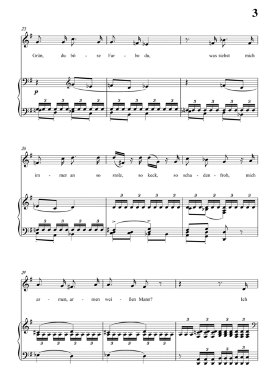Schubert-Die böse Farbe,from 'Die Schöne Müllerin',Op.25 No.17 in G for Vocal and Piano Voice scores gallery preview page 4