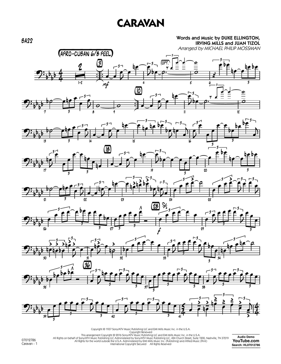 Caravan - Bass Caravan - Bass Jazz Ensemble scores gallery preview page 1