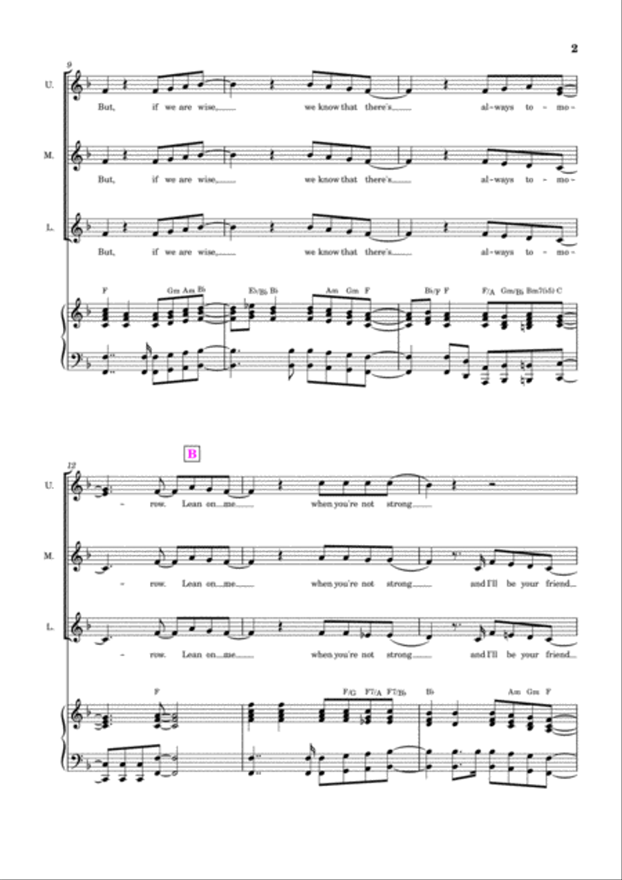 Lean On Me 3-Part scores gallery preview page 2