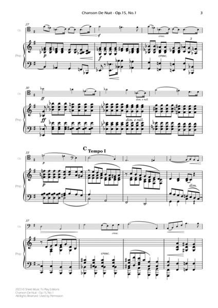 Chanson De Nuit, Op.15 No.1 - Contrabass and Piano (Full Score and Parts) image number null