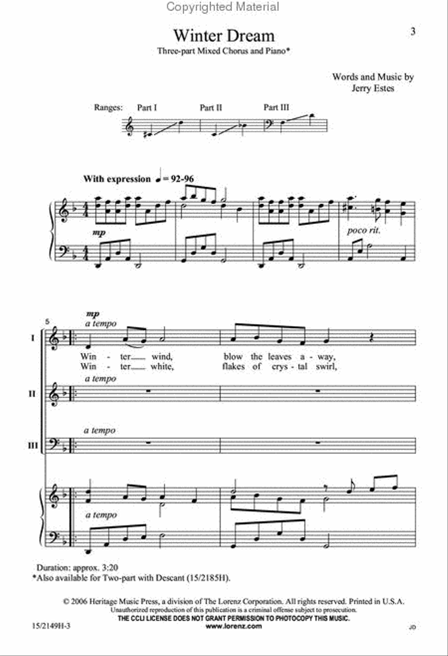 Winter Dream 3-Part scores gallery preview page 2