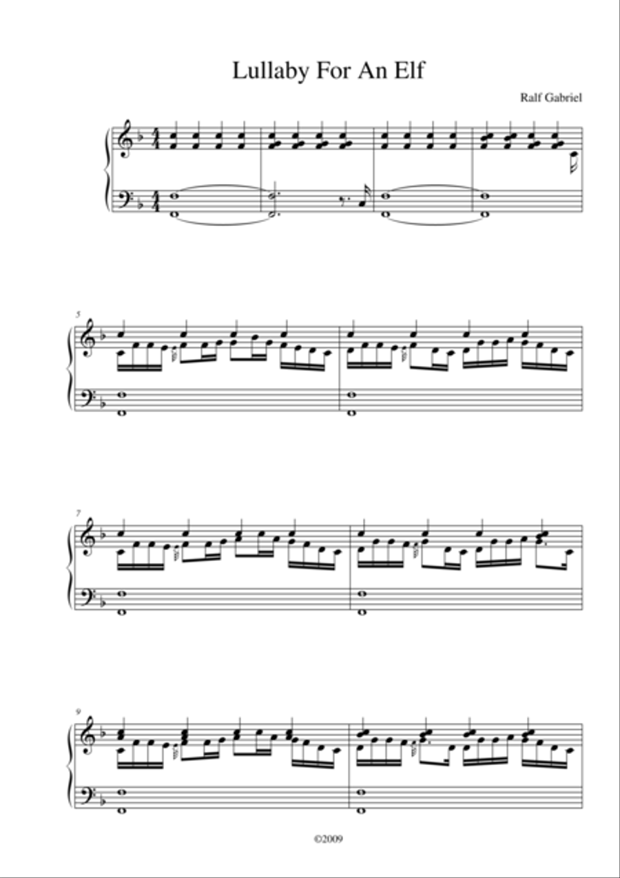 Lullaby for an Elf Piano Solo scores gallery preview page 1