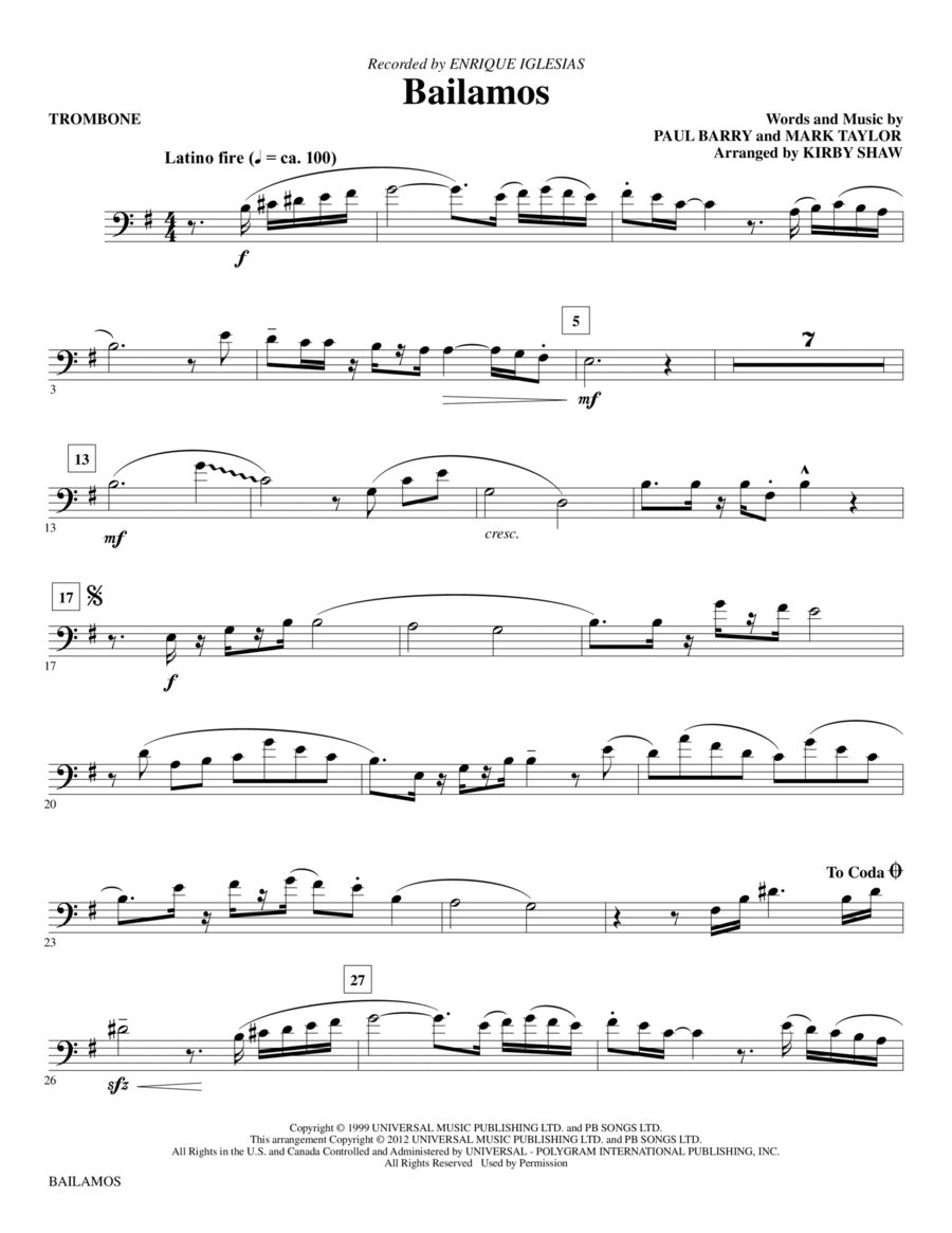 Bailamos - Trombone Bailamos - Trombone Choir scores gallery preview page 1