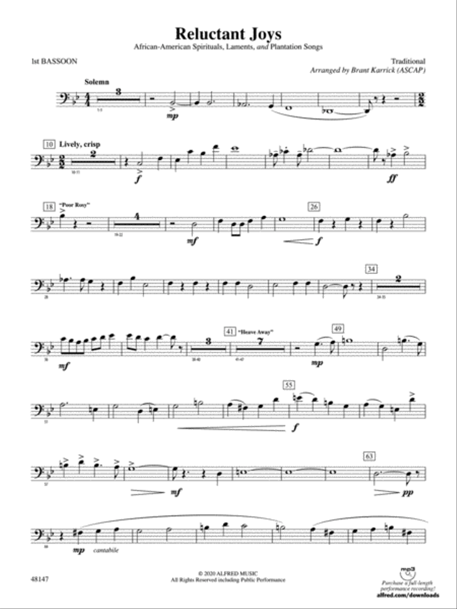 Reluctant Joys: Bassoon Concert Band scores gallery preview page 1