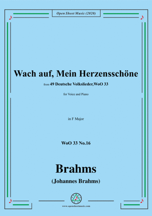 Brahms-Wach auf,Mein Herzensschöne,WoO 33 No.16,in F Major,for Voice&Piano