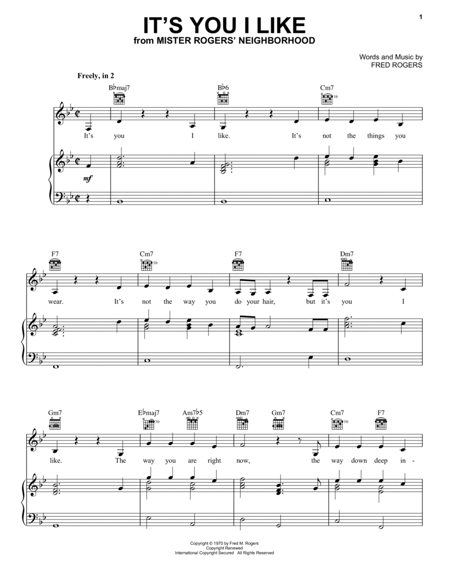 It's You I Like Piano, Vocal, Guitar scores gallery preview page 1