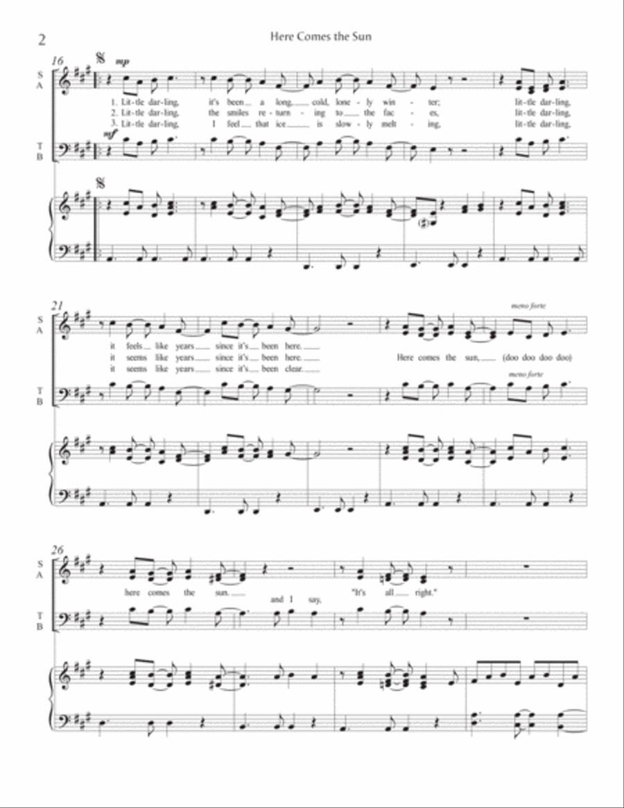 Here Comes The Sun 4-Part scores gallery preview page 2