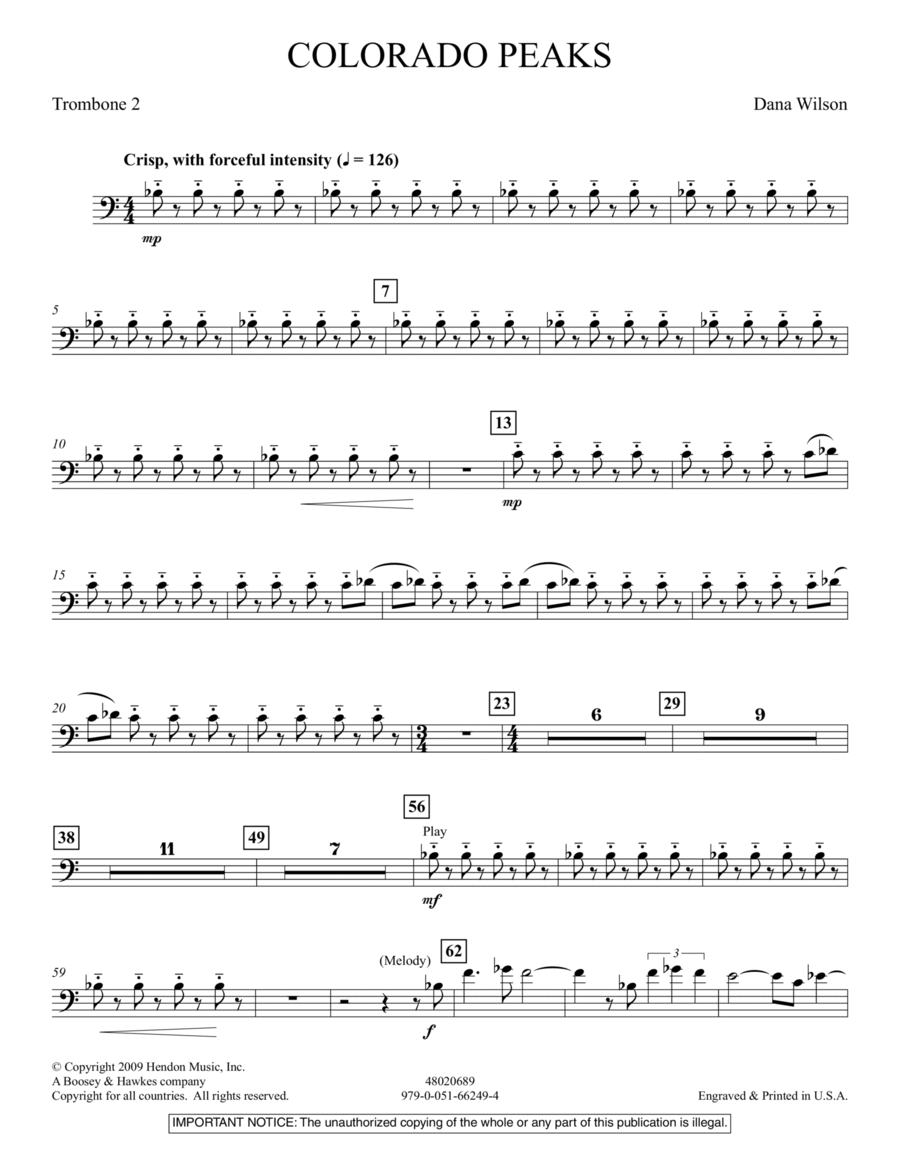 Colorado Peaks - Trombone 2 Concert Band scores gallery preview page 1