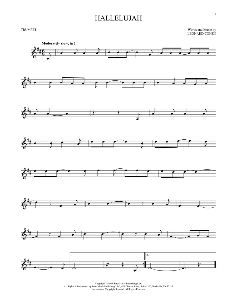 Hallelujah Trumpet Solo scores gallery preview page 1