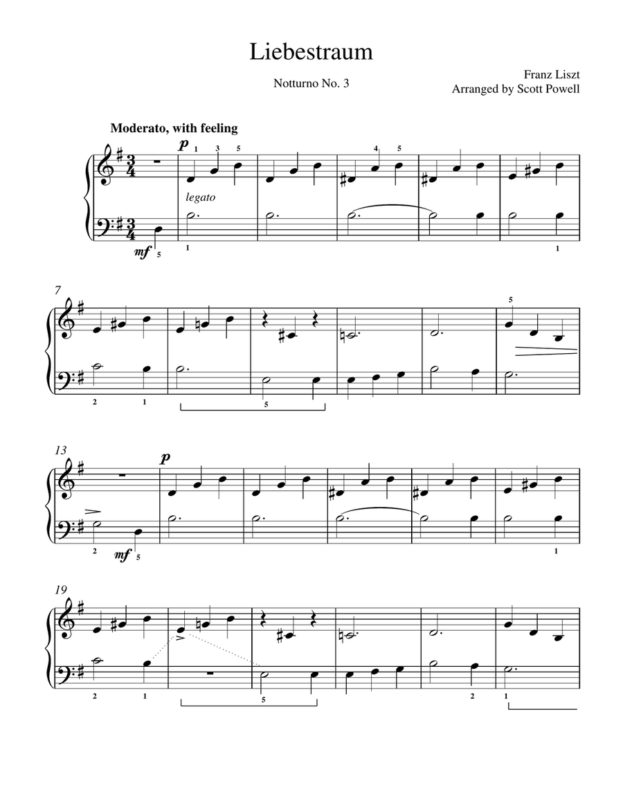 Liebestraum No. 3 - Easy Piano Liebestraum No. 3 - Easy Piano Piano Method scores gallery preview page 1