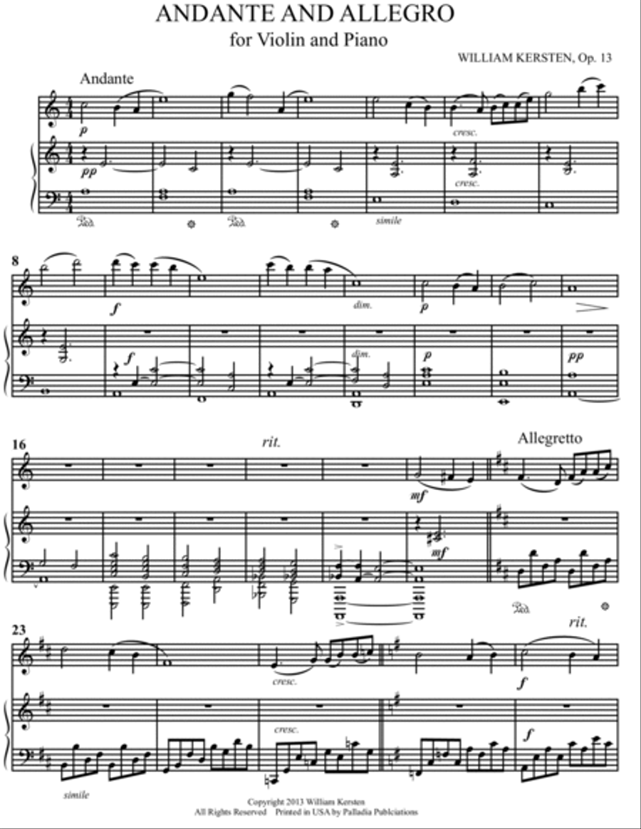 Andante and Allegro for Violin and Piano Violin Solo scores gallery preview page 3