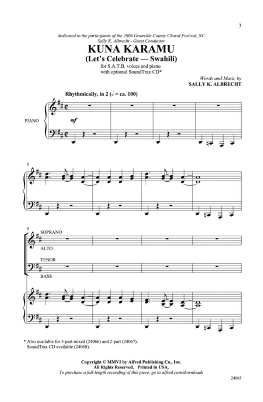 Kuna Karamu (Let's Celebrate) 4-Part scores gallery preview page 2