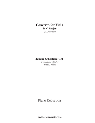 Book cover for Concerto for Viola in C Major SOLO VIOLA & PIANO