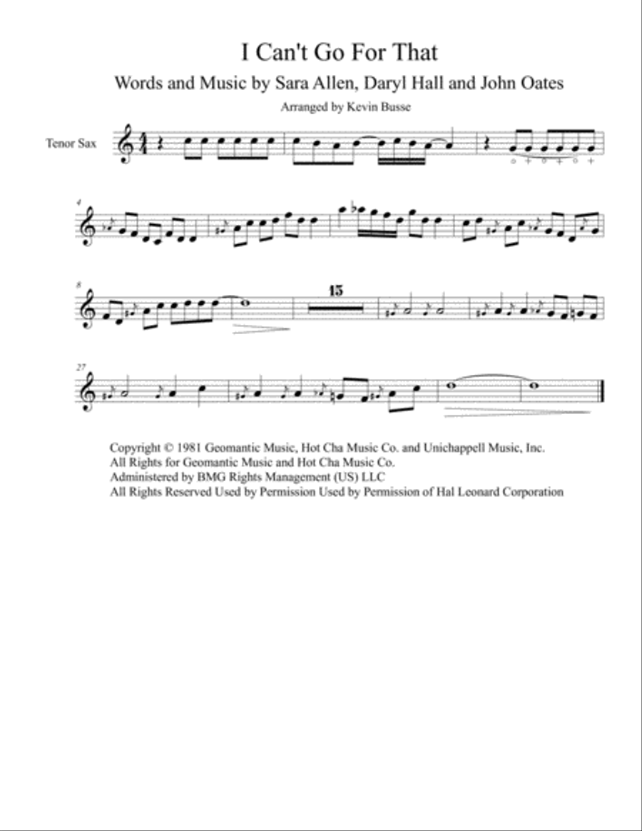 I Can't Go For That I Can't Go For That Tenor Saxophone scores gallery preview page 1