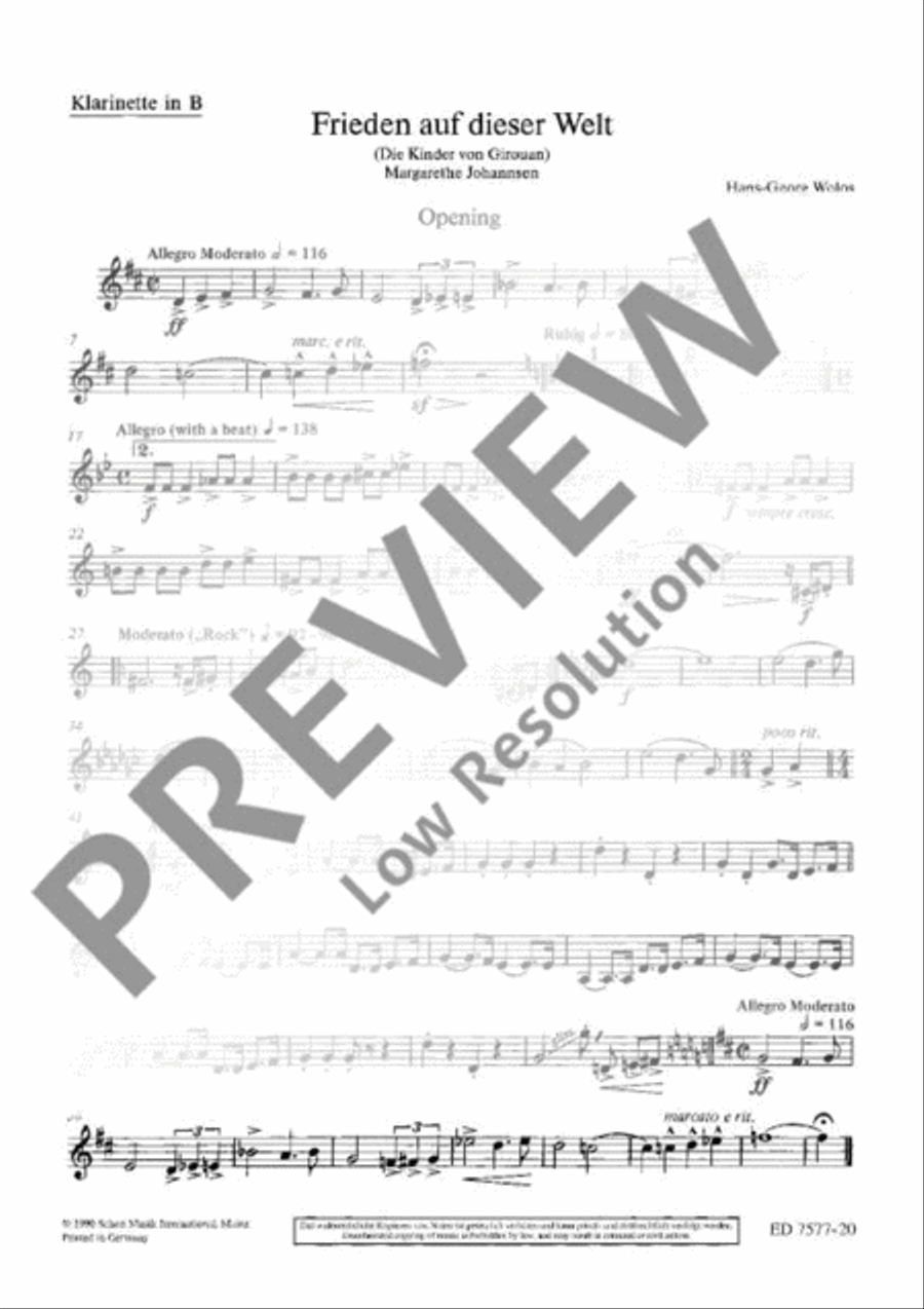 Frieden auf dieser Welt B-Flat Clarinet scores gallery preview page 2