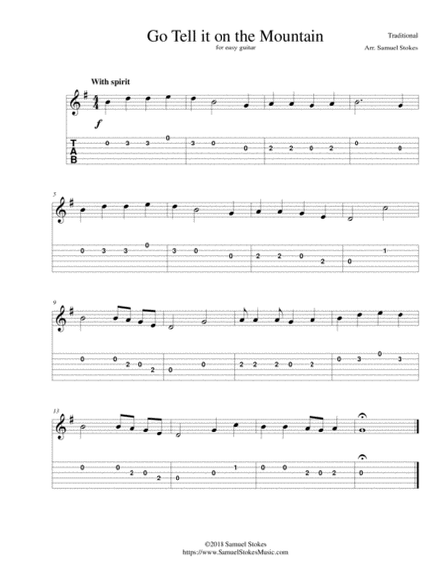 Go Tell it on the Mountain - for easy guitar with TAB image number null