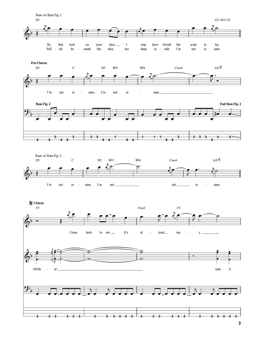 Almost Easy Almost Easy Bass Guitar Tablature scores gallery preview page 3