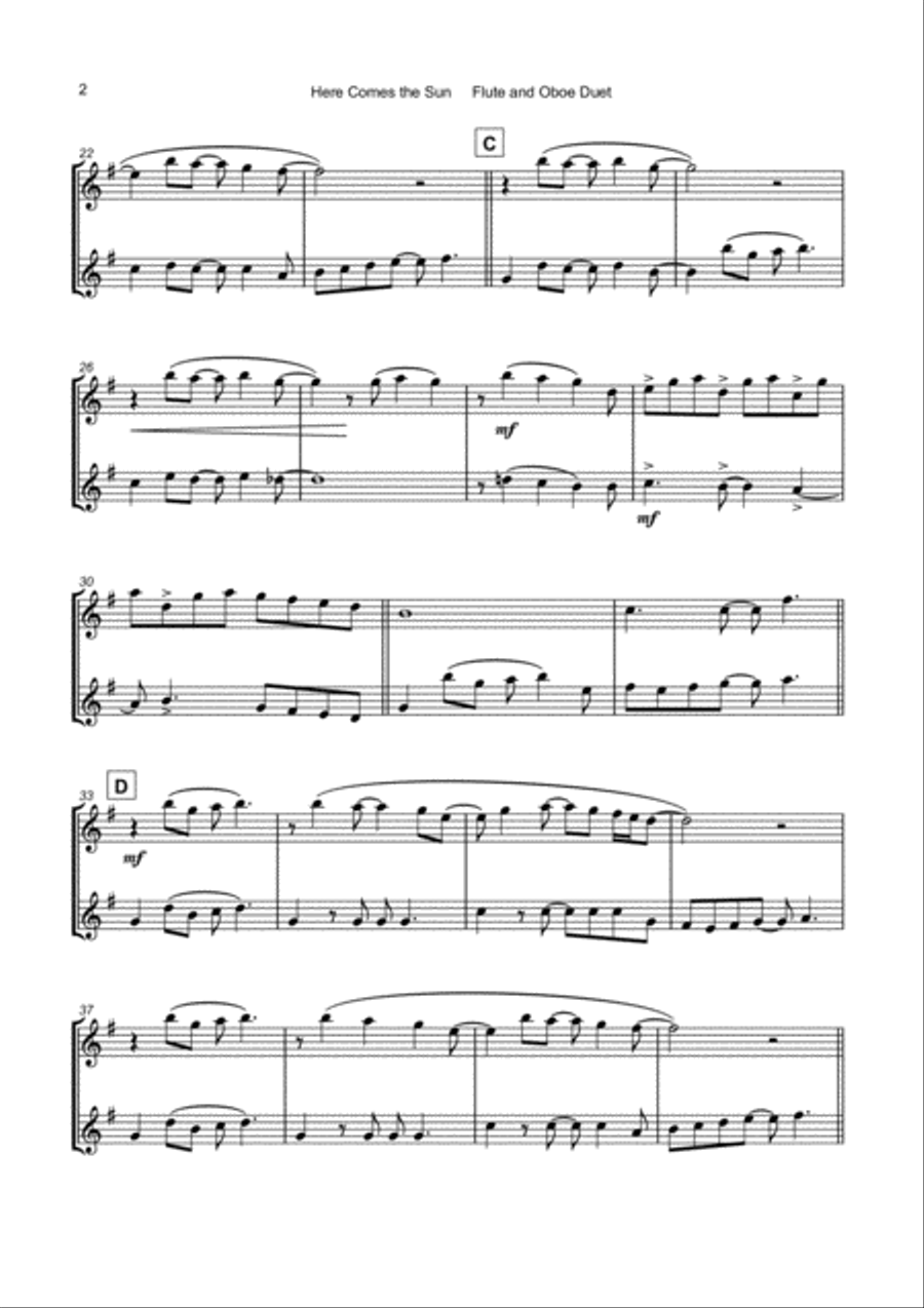 Here Comes The Sun Flute scores gallery preview page 3