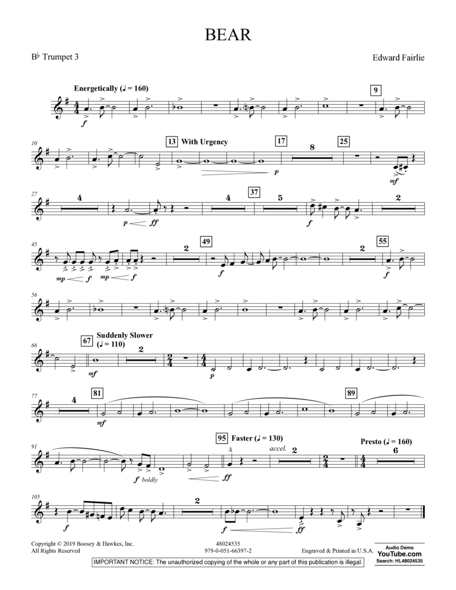 Bear - Bb Trumpet 3 B-Flat Trumpet scores gallery preview page 1