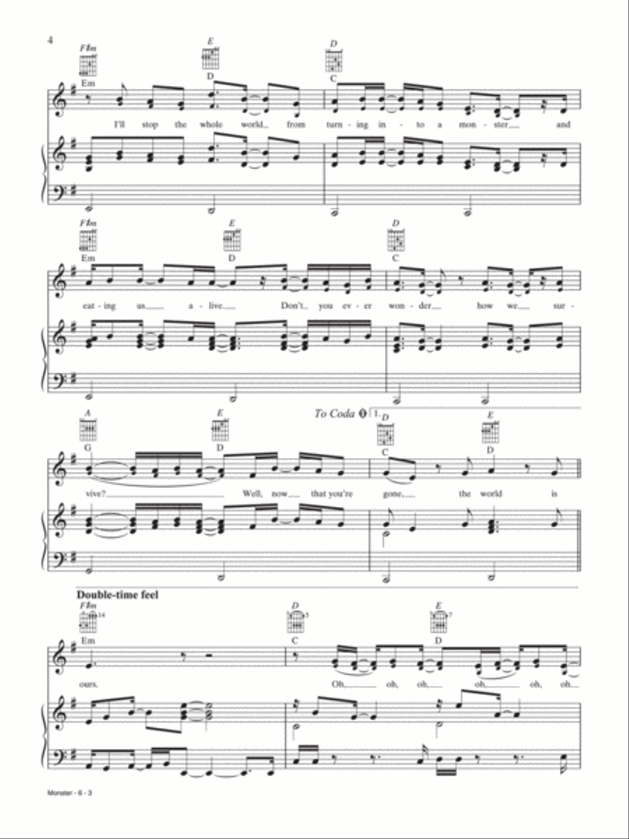 Monster Monster Piano, Vocal, Guitar scores gallery preview page 3