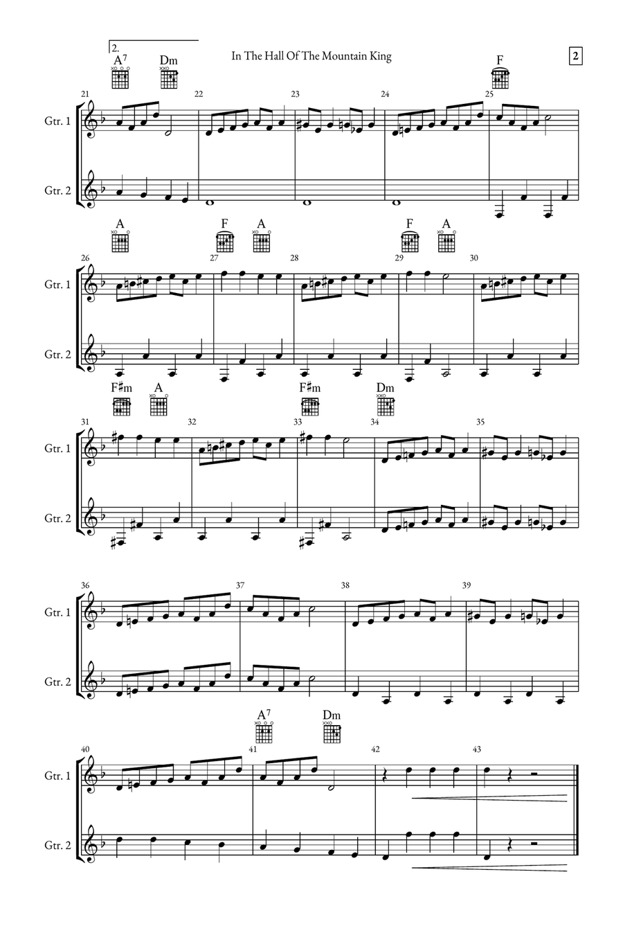 In The Hall of the Mountain King Acoustic Guitar scores gallery preview page 2