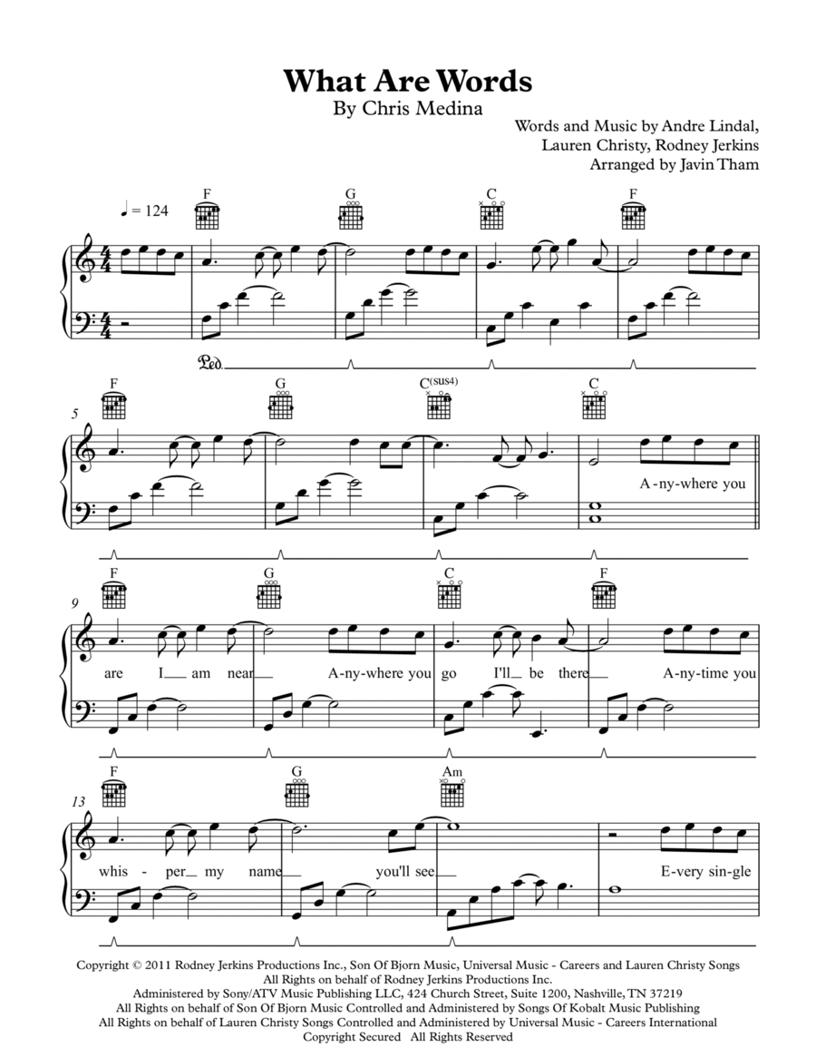 What Are Words Piano Solo scores gallery preview page 1