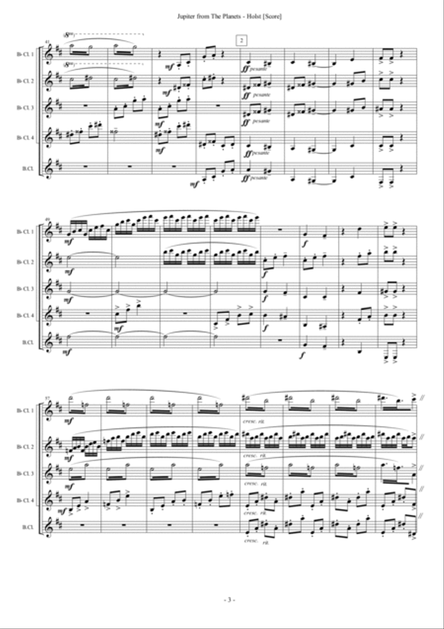 Jupiter from The Planets Woodwind Ensemble scores gallery preview page 3