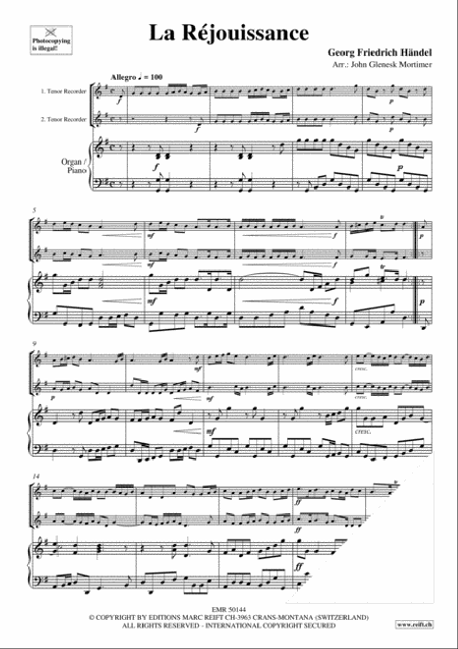 La Rejouissance Tenor Recorder scores gallery preview page 3