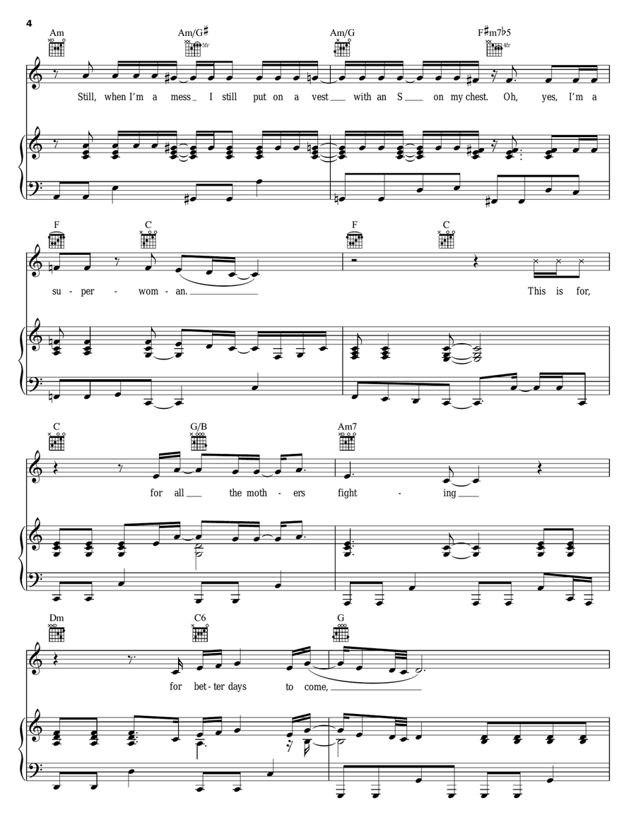 Superwoman Piano, Vocal, Guitar scores gallery preview page 4