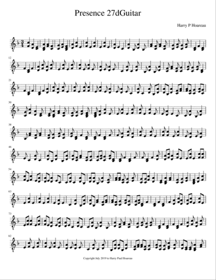 Presence 27d Guitar Presence 27d Guitar Guitar Solo scores gallery preview page 1
