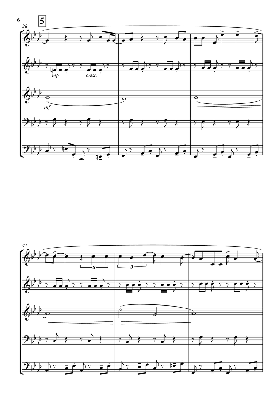 Mexican traditional Folk Pop: RAMITO DE VIOLETAS for Brass Quintet; arr. Martín Hernández Sánchez Brass Quintet scores gallery preview page 6