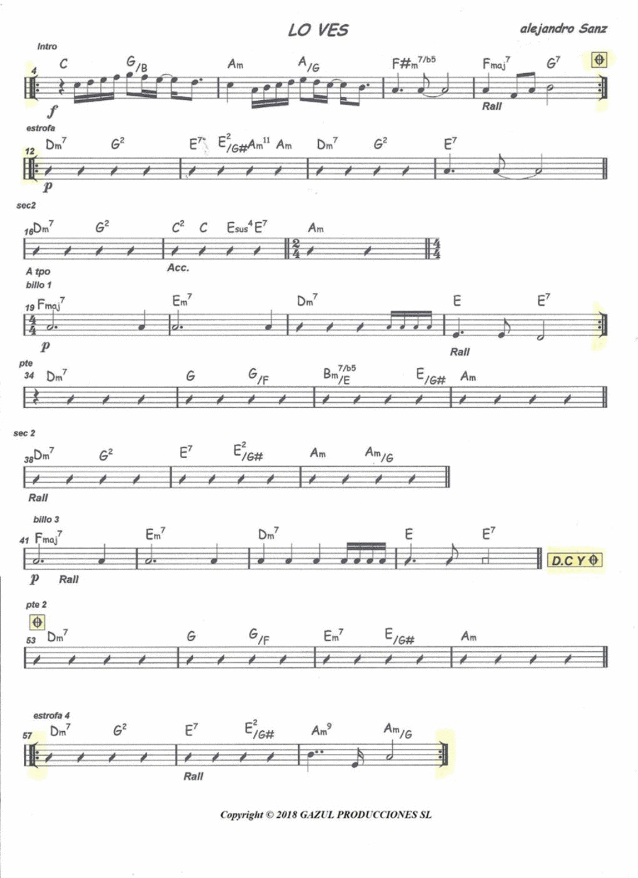 Lo Ves Piano scores gallery preview page 1