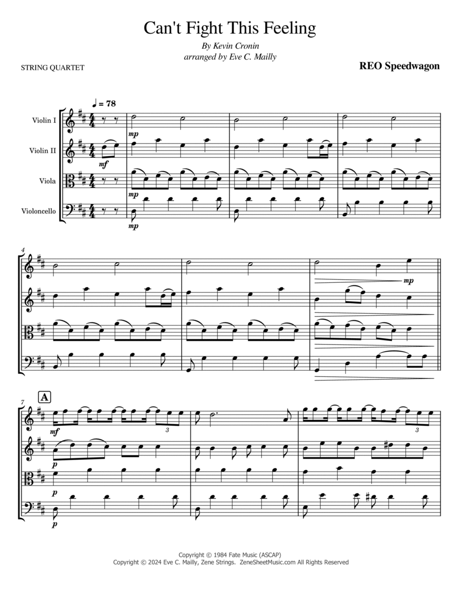 Can't Fight This Feeling String Quartet scores gallery preview page 1