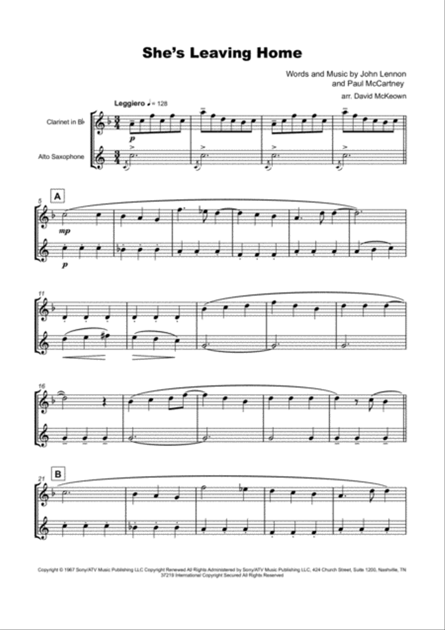 She's Leaving Home Woodwind Duet scores gallery preview page 2