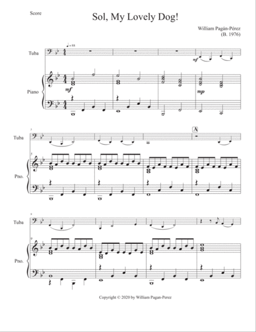 Sol, My Lovely Dog! for Tuba and Piano Tuba scores gallery preview page 2