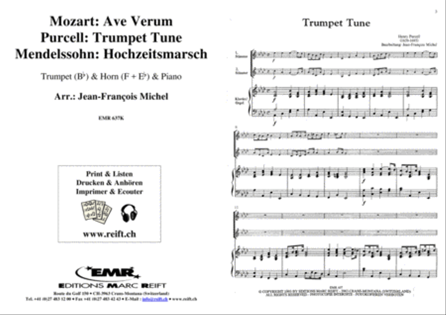 Ave Verum (Mozart) / Trumpet Tune (Purcell) / Hochzeitsmarsch (Mendelssohn) Brass Ensemble scores gallery preview page 2