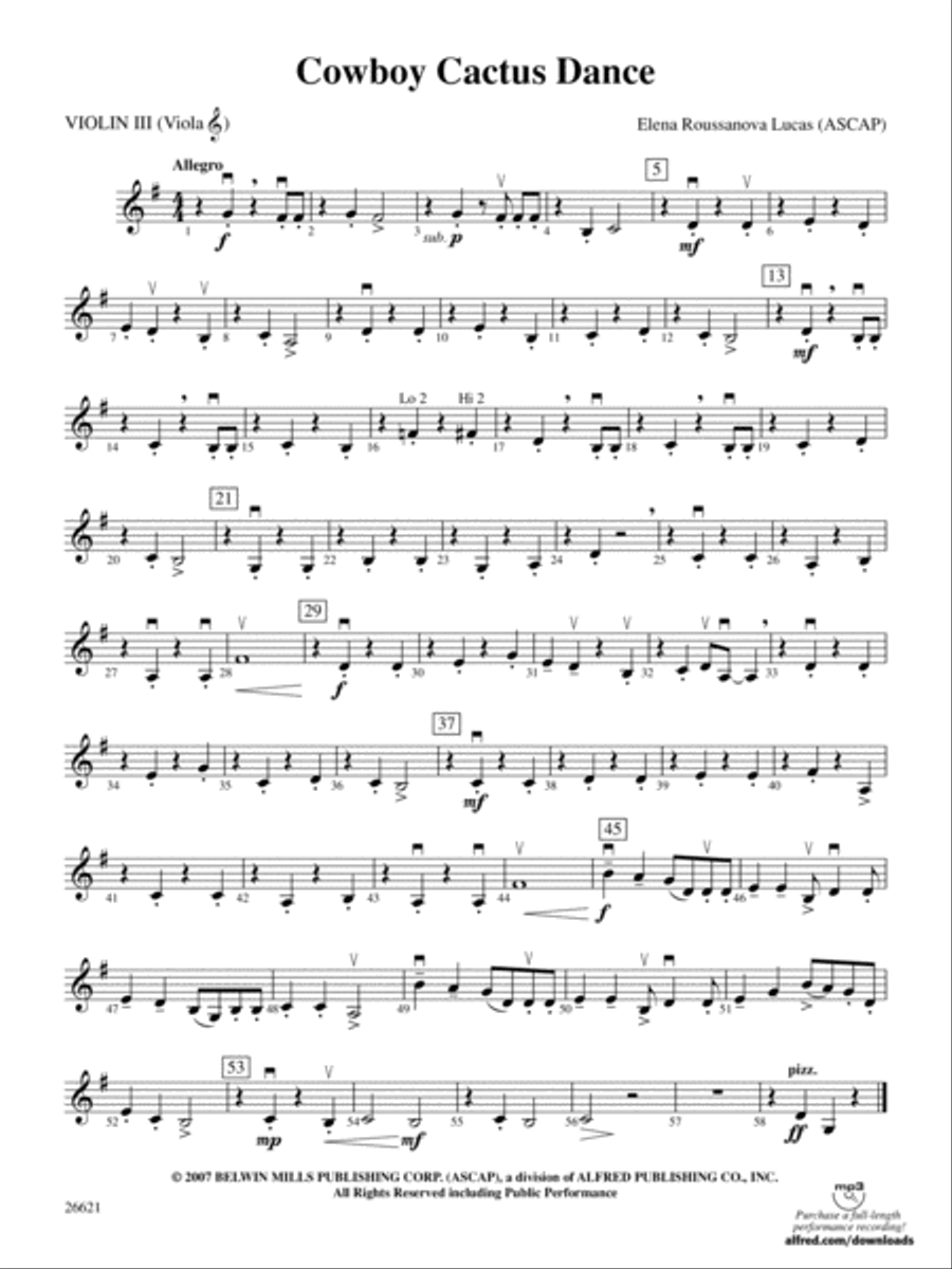 Cowboy Cactus Dance: 3rd Violin (Viola [TC]) String Orchestra scores gallery preview page 1