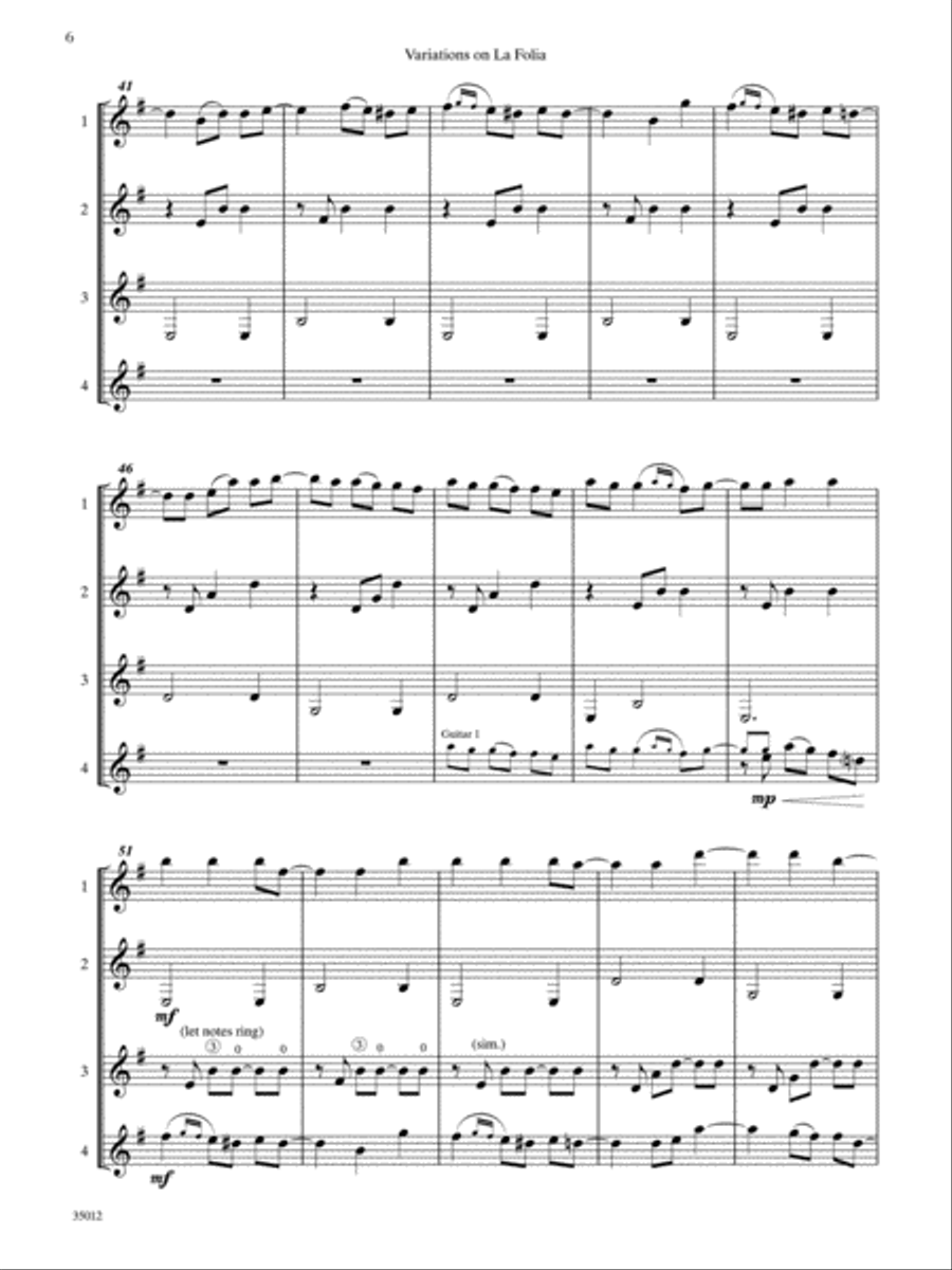 Quartets for Guitar: Three Intermediate Works: Score Classical Guitar scores gallery preview page 6