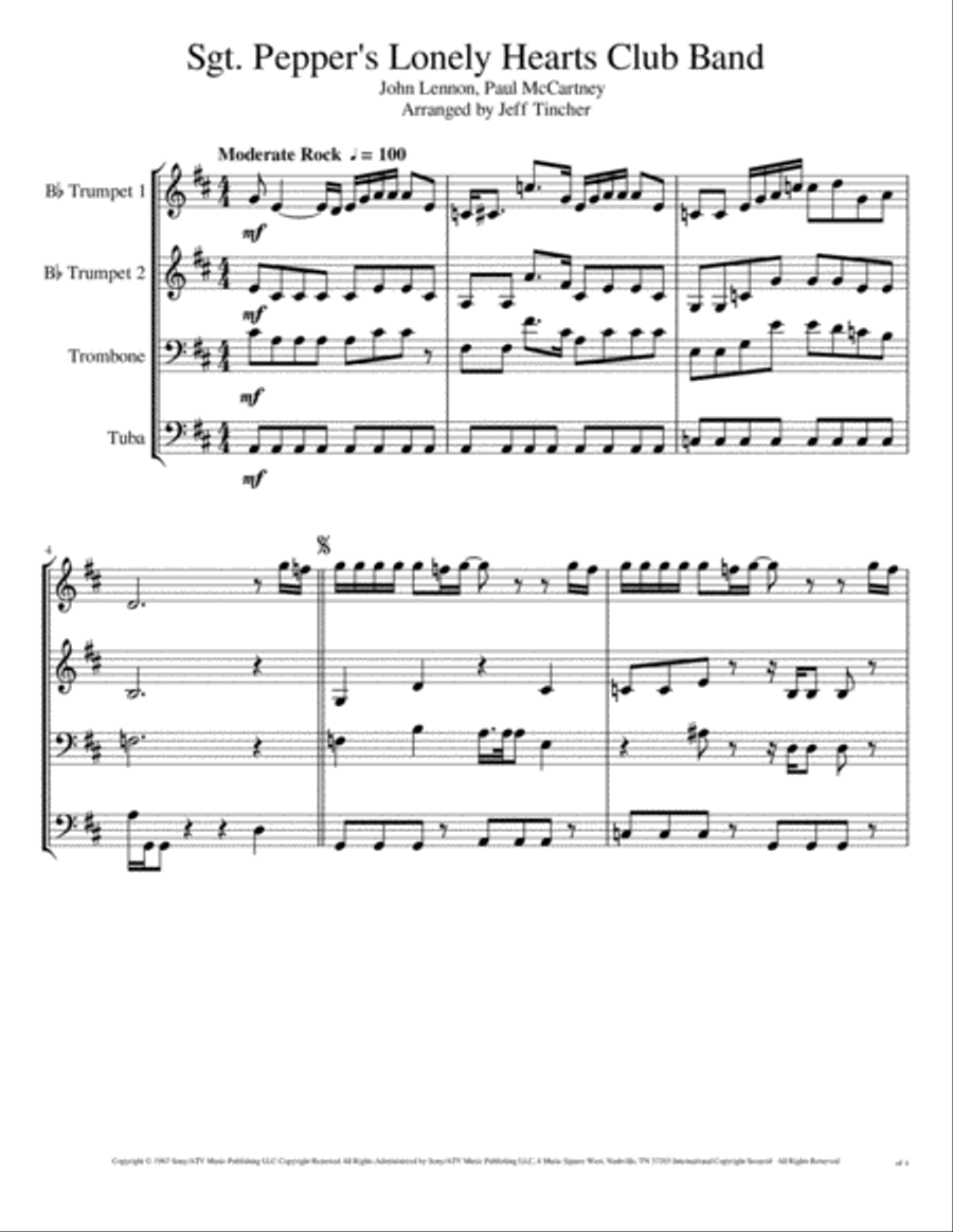 Sgt. Pepper's Lonely Hearts Club Band Brass Ensemble scores gallery preview page 2
