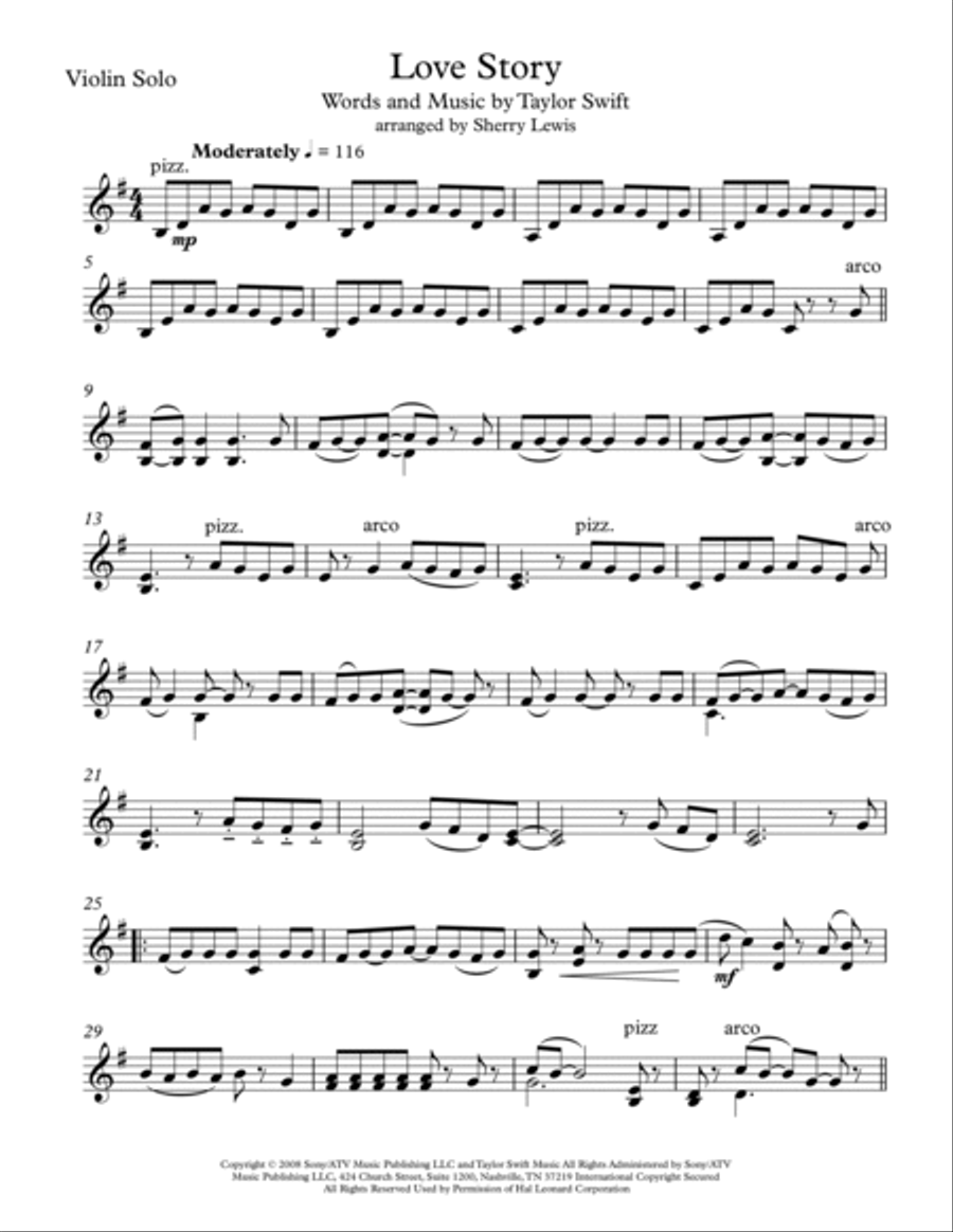 Love Story Violin Solo scores gallery preview page 4