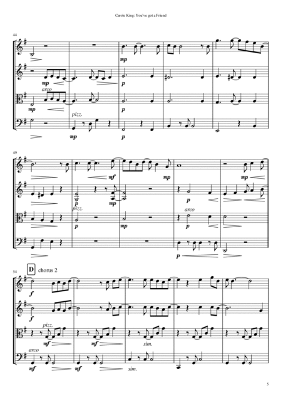 You've Got A Friend You've Got A Friend String Quartet scores gallery preview page 5