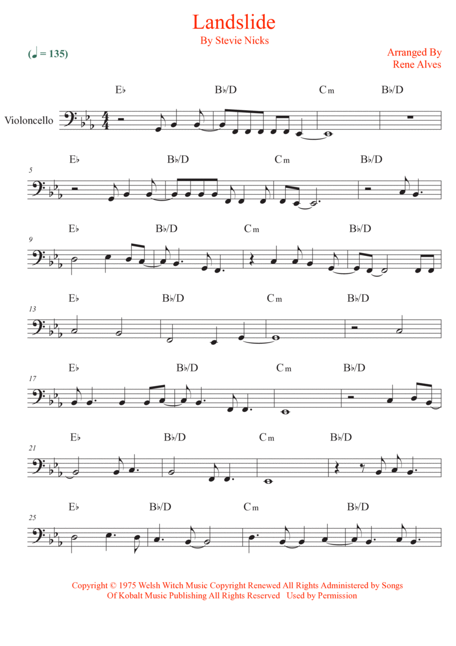 Landslide Cello Solo scores gallery preview page 1