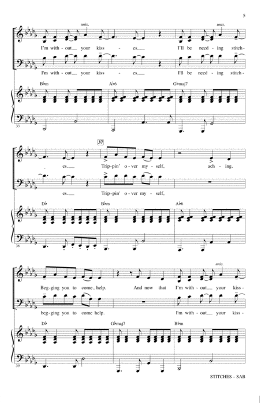 Stitches (arr. Jacob Narverud) 3-Part scores gallery preview page 4