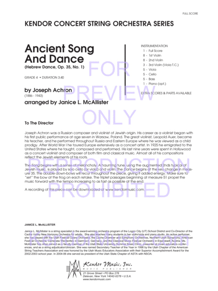 Ancient Song And Dance (Hebrew Dance, Op. 35, No. 1)