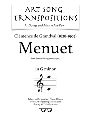 Book cover for DE GRANDVAL: Menuet (transposed to G minor)