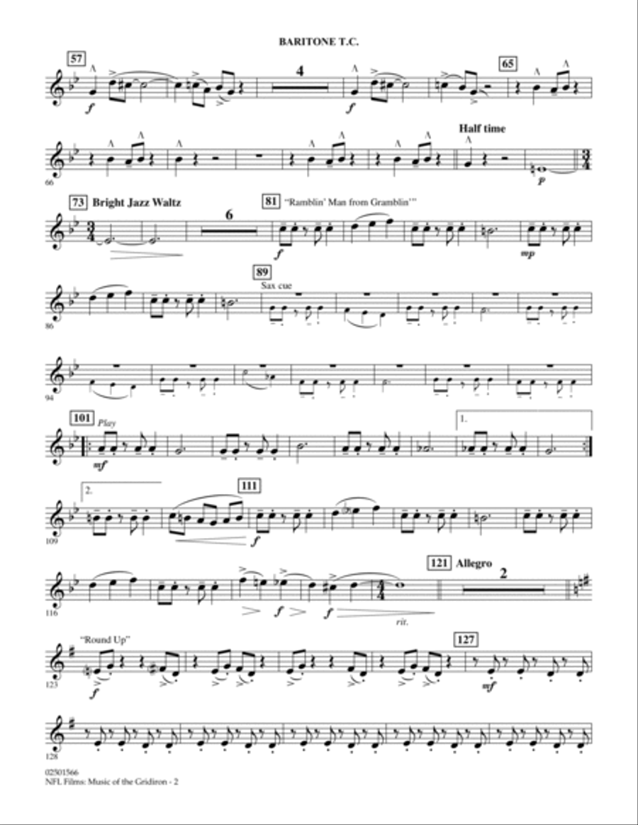 NFL Films: Music Of The Gridiron - Baritone T.C. Concert Band scores gallery preview page 2