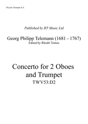 Book cover for Telemann TWV53:D2 Concerto in D major for 2 Oboe and Trumpet