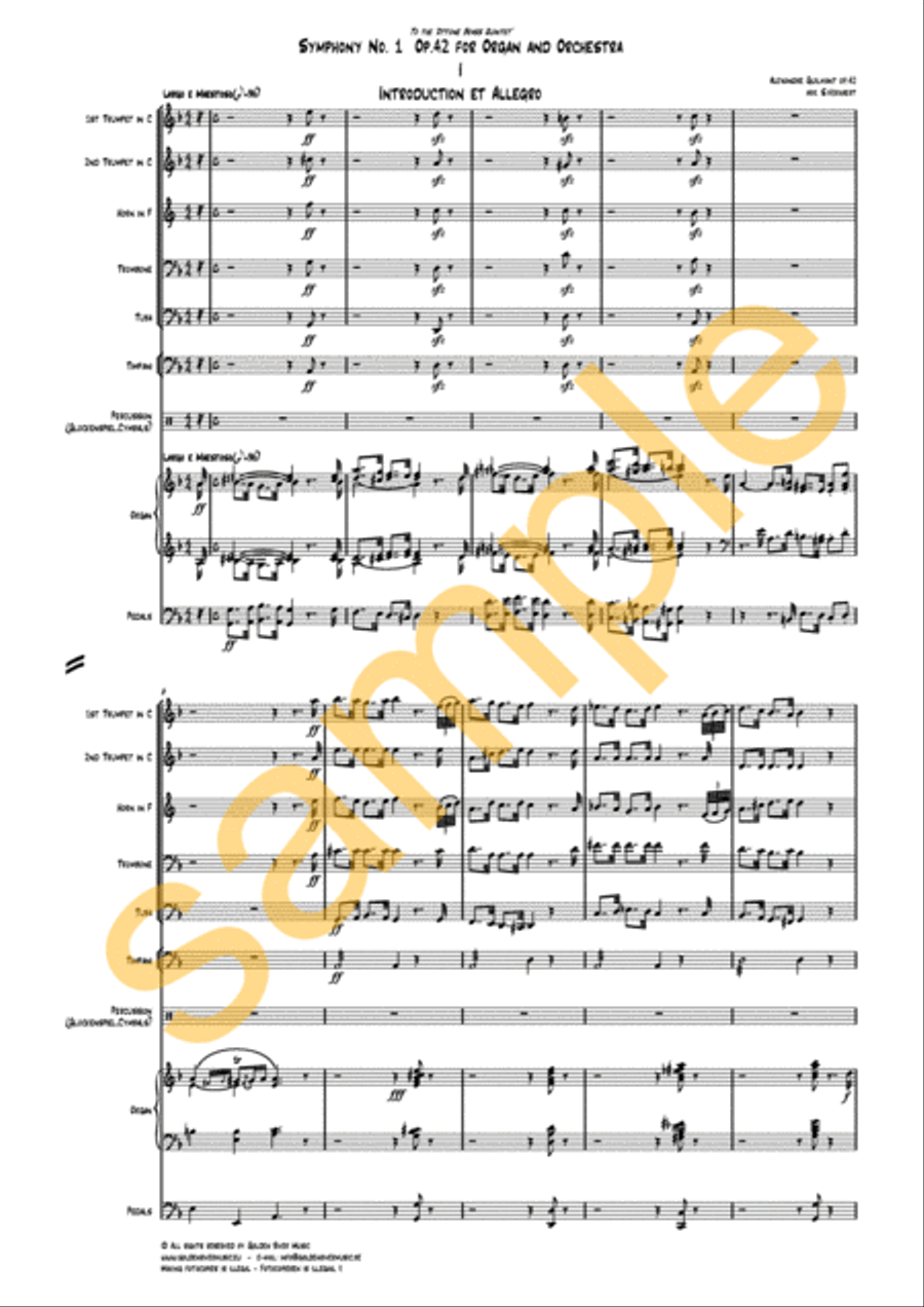 Symphony no. 1 opus 42 for Organ and Orchestra Organ scores gallery preview page 2